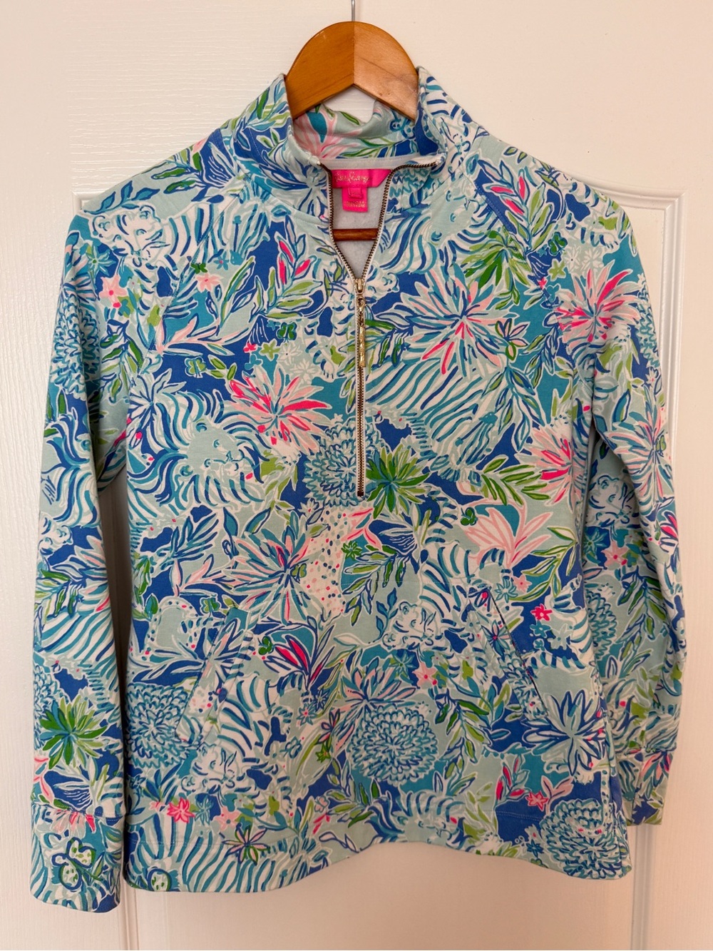 Lilly Pulitzer Coastal Blue “Lion Around” Skipper Popover Half Zip – EUC 🌴💙